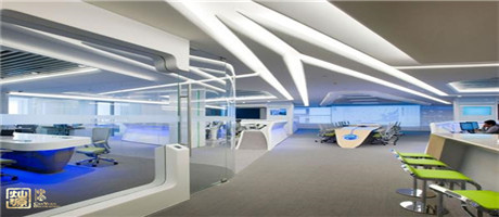 色彩鮮明的辦公室裝修視覺效果，報告我們也要這樣的裝修效果