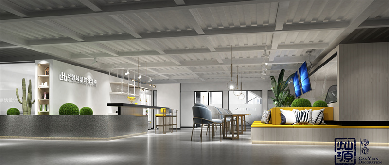 超值設(shè)計(jì)費(fèi)！又美又颯的南寧辦公室裝修前廳效果圖案例鑒賞（一）