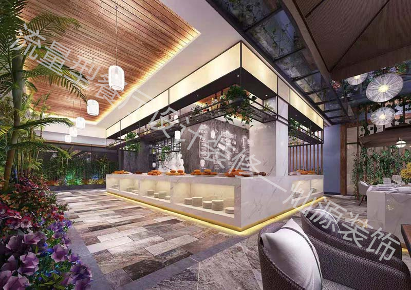 水泥工業(yè)風餐廳設(shè)計裝修效果圖&mdash;燦源裝飾