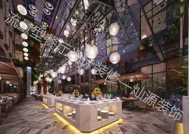 水泥工業(yè)風餐廳設(shè)計裝修效果圖&mdash;燦源裝飾